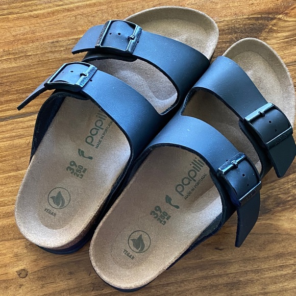 Papillio Vegan Double Buckle Sandals in Black - Picture 5 of 5